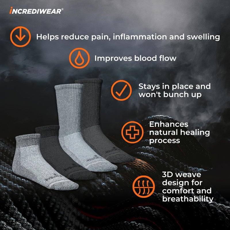 Incrediwear Therapeutic Circulation Socks for Vascular Conditions - Unisex Crew Socks in Grey - Image 4